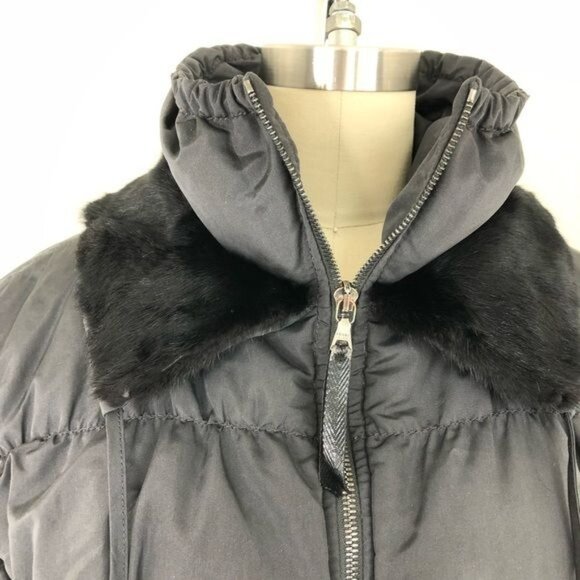 PRADA Down Puffer Belted Coat Raccoon Fur Hood Jacket - Picture 5 of 16